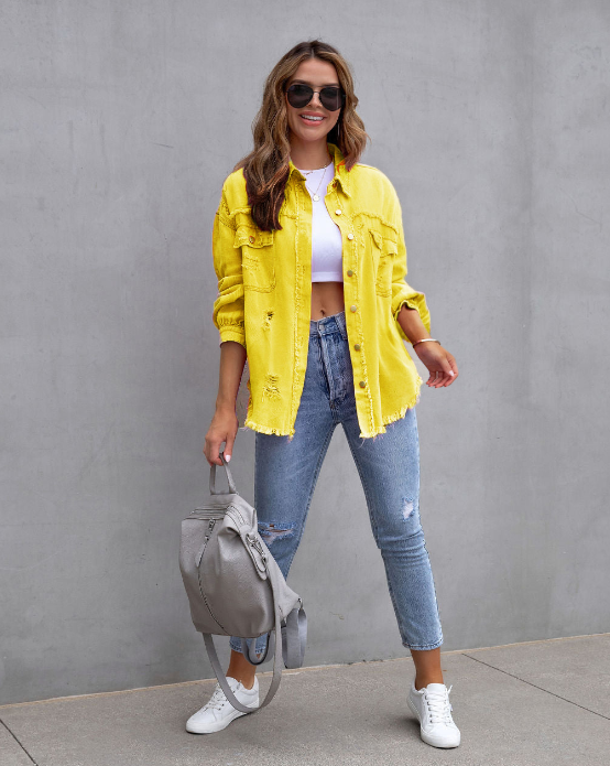 Alicia™  - Ripped Oversized Denim Jacket