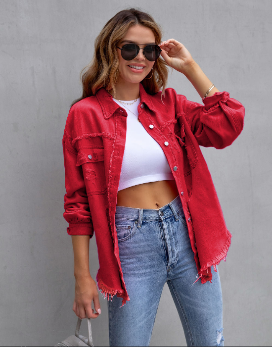 Alicia™  - Ripped Oversized Denim Jacket